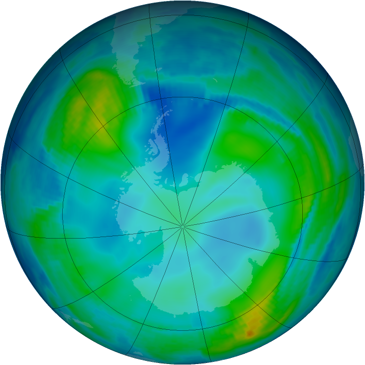 Antarctic ozone map for 02 June 1997